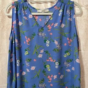 LOFT Vibrant Blue Floral Blouse